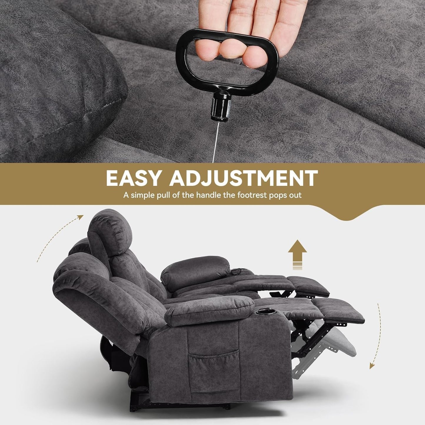COMHOMA Living Room Furniture Sets Manual Reclining Sofa,3 Seat Recliner Sofa Chair,Couch Furniture for Living Room,Furniture,Meeting Room,Dark Gray(3-Seater Sofa*2)