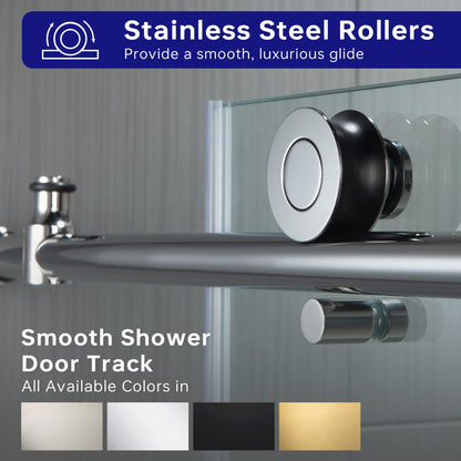 WOODBRIDGE MBSDC 6062-C Frameless Bathtub Shower Doors 56-60" Width x 62" Height with 3/8"(10mm) Clear Tempered Glass in Polished Chrome Finish