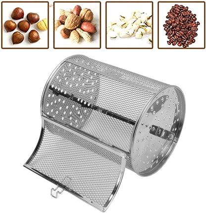 Stainless Steel Rotisserie Basket, 360 Degree Rotatable Oven Cage for Baking Nuts BBQ Roaster Tool