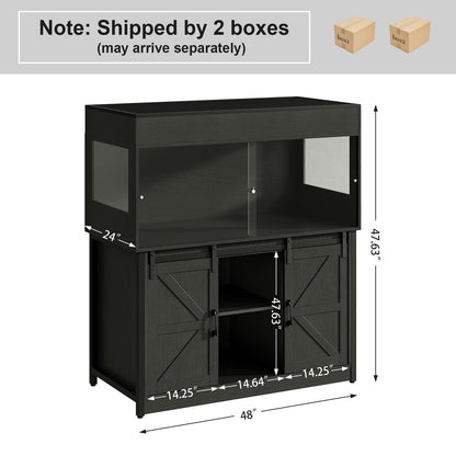 Herture 120 Gallon Reptile Terrarium with Stand, 4x2x2 Bearded Dragon Enclosure for Snakes Lizards, Large Vivarium Tank with Storage Cabinet, Acrylic Doors, Mesh Lid, Power Outlet Black PX04RTBB