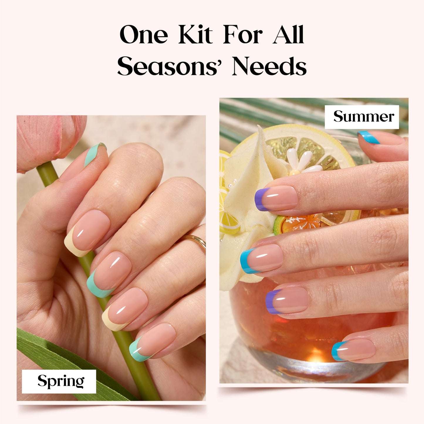 Beetles Press on Nails Kit 720Pcs 24 Colors, Press on Nails Short Almond Glossy Matte Glitter With Nail Glue & Nail Tabs Stickers, Natural Fit Lightweight Fake Nails Kit Art For Women Girls