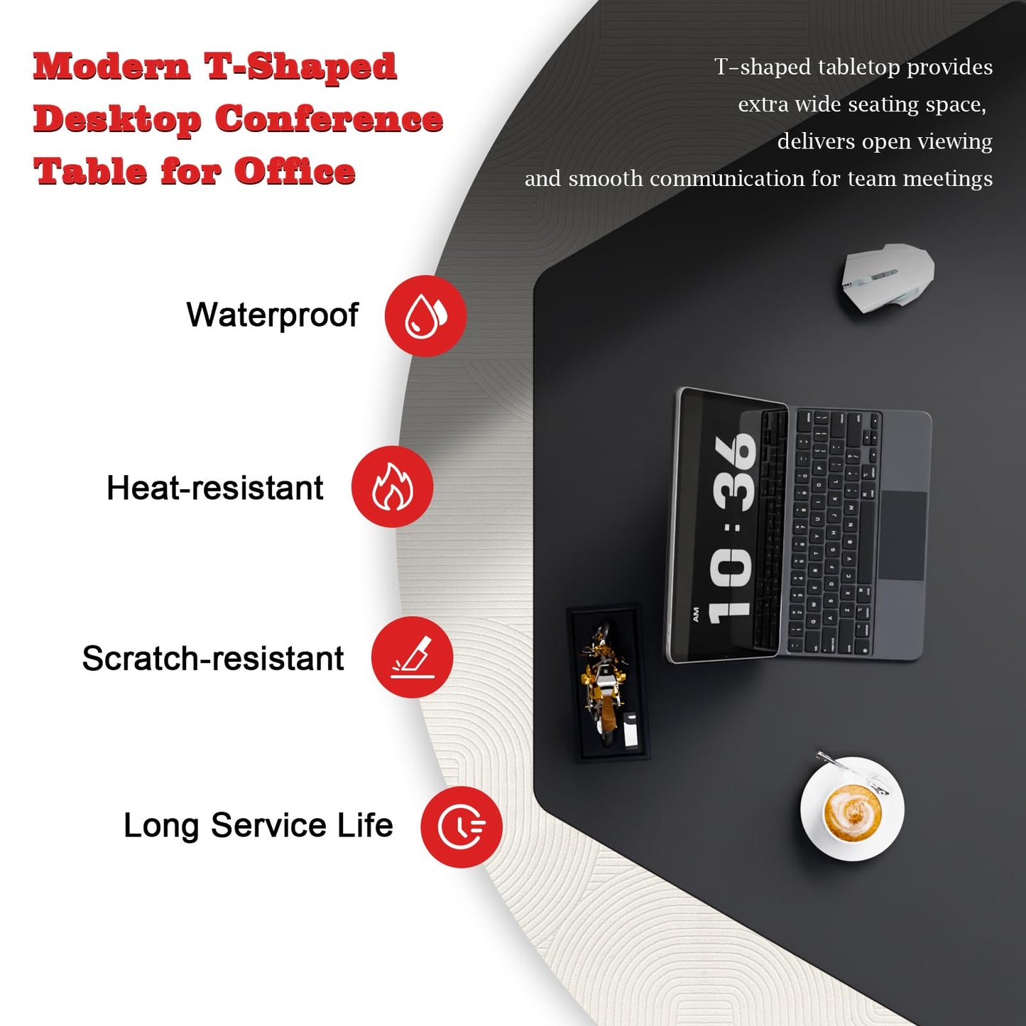 Conference Room Table, Foldable Flip Top Mobile Training Table with Wheels, 47.2 Inch Modern Rectangular Meeting Seminar Desk, Waterproof Metal Frame for Office, Classroom & Boardroom