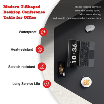 Conference Room Table, Foldable Flip Top Mobile Training Table with Wheels, 47.2 Inch Modern Rectangular Meeting Seminar Desk, Waterproof Metal Frame for Office, Classroom & Boardroom