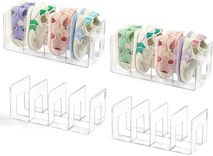 4 Pack Closet 4 Clear Acrylic Kids Shoe Rack for Organizers and Storaget, Baby Shoe Storage Small Shoe Rack Sections