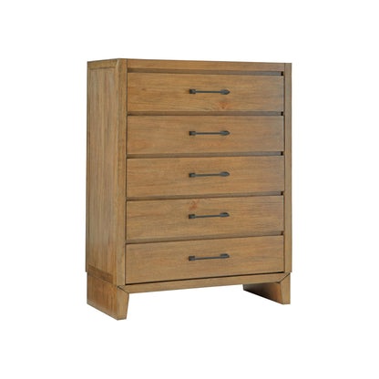 Signature Design by Ashley Sherbana Casual 5-Drawer Chest of Drawers with Safety Stop and Felt-Lined Top Drawer, Light Brown