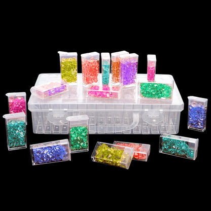 Pumtus 3 Pack Diamond Art Storage Containers, 192 Grids Acrylic Bead Box with Label Stickers, 5D Diamond Dot Art Case, Embroidery DIY Art Craft Storage Jar for Sewing, Nail, Rhinestone, Seed