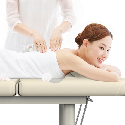 Heavy Duty Professional Stationary Massage Bed Wide Massage Table with Backrest for Treatment Physical Therapy Spa Facial Bed, Metal Frame PU Leather Segmented Structure