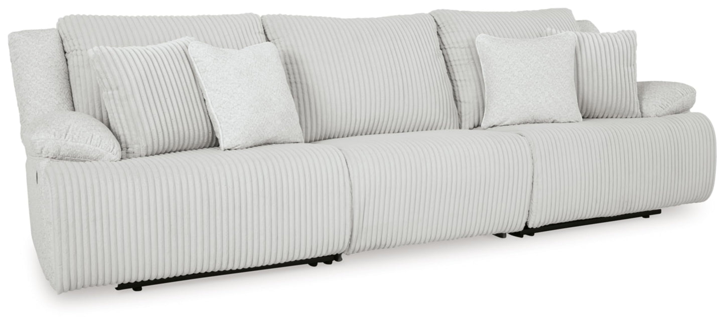 Signature Design by Ashley Top Tier Coastal 3-Piece Reclining Sectional Sofa with 4 Accent Pillows, Light Gray