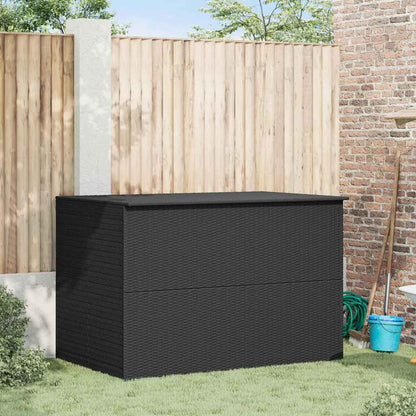 RCODSSK Poly Rattan Patio Storage Box 59x39.4x39.4 Inches Black, Outdoor Storage Chest with Powder-Coated Steel Frame and Zippered Liner for Cushions, Blankets, Towels