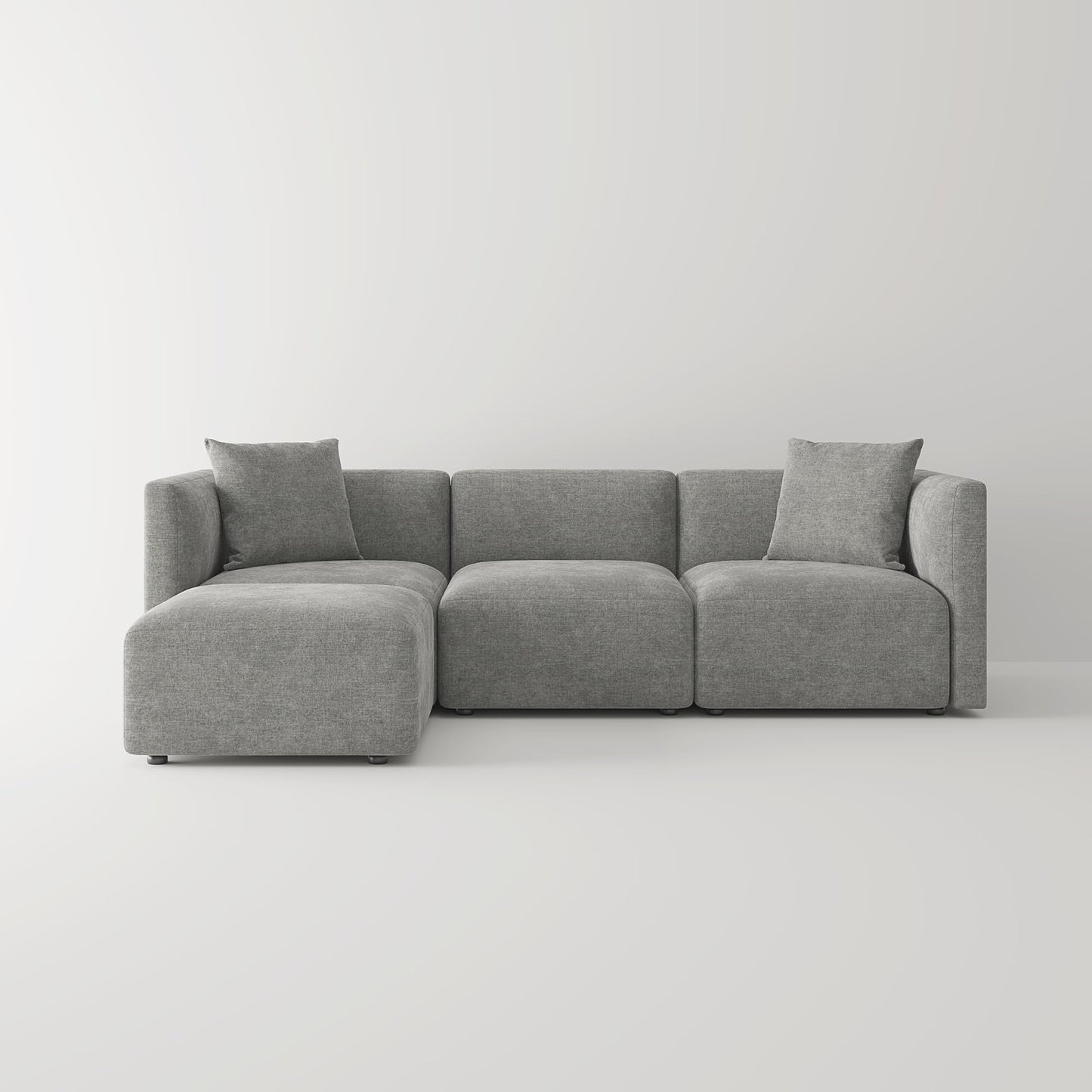 Acanva Luxury L-Shaped Upholstery Convertible Modular Sectional Sofa, Contemporary Reversible Couch with Chaise Lounge for Living Room, Apartment, Linen-Like Grey