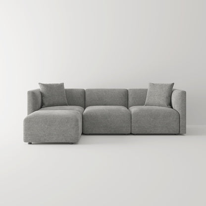 Acanva Luxury L-Shaped Upholstery Convertible Modular Sectional Sofa, Contemporary Reversible Couch with Chaise Lounge for Living Room, Apartment, Linen-Like Grey