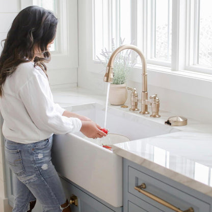 Sinkology Austen 33 Inch Farmhouse Sink White Fireclay Apron Front Single Bowl – Deep Basin, Undermount, Fits 36 Inch Cabinet