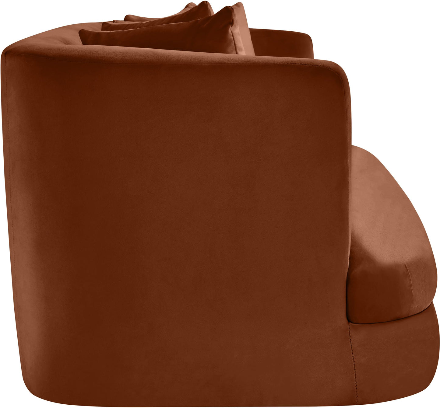 Meridian Furniture 699Cognac-L Alder Collection Modern | Contemporary Loveseat with Ultra Luxe Cognac 460 GSM Velvet, Solid Wood Frame, 66" W x 36" D x 30" H, Cognac