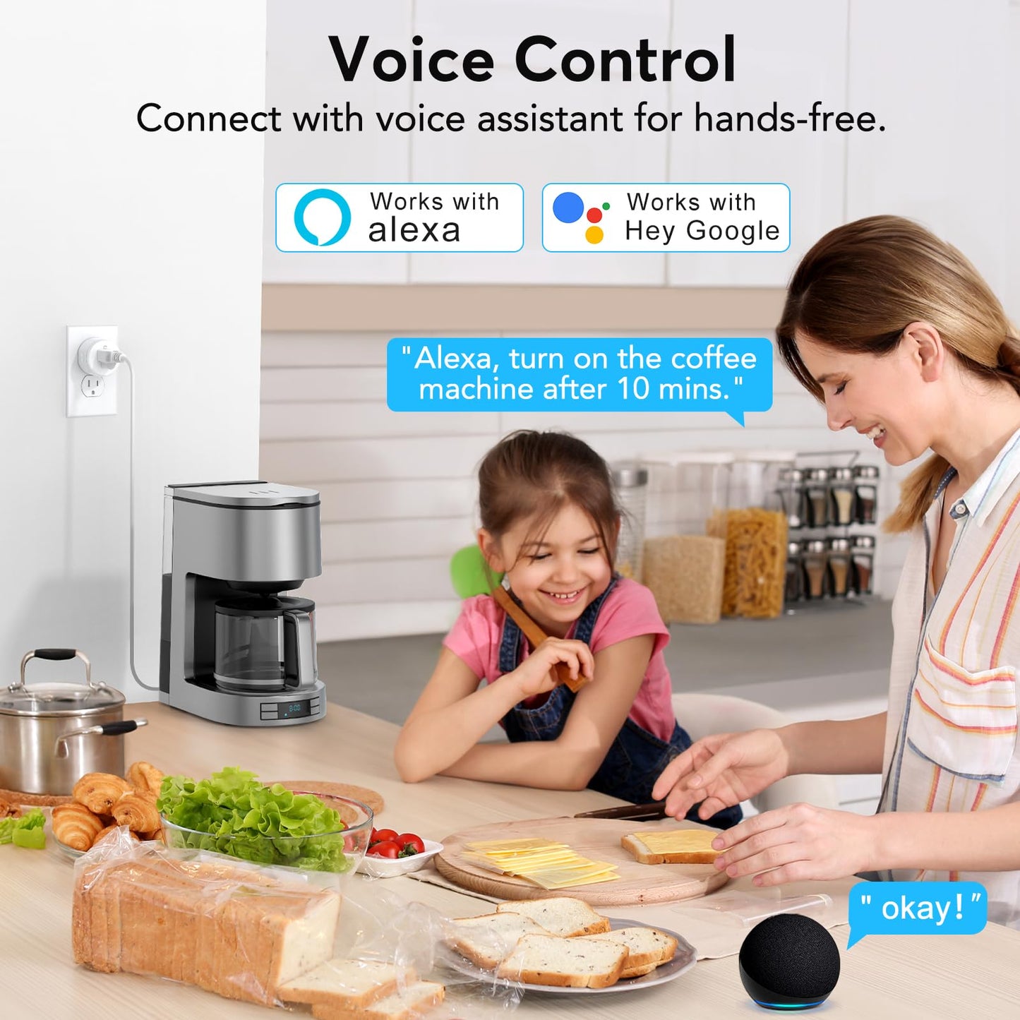 EIGHTREE Smart Plug, Smart Home WiFi Outlet Works with Alexa & Google Home, Smart Socket with Remote Control & Timer Function, 2.4GHz WiFi Only, 4 Packs