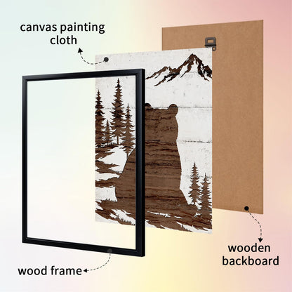 DuoBaorom Bear Silhouette Wooden Print Bathroom Lodge Decor for Wall