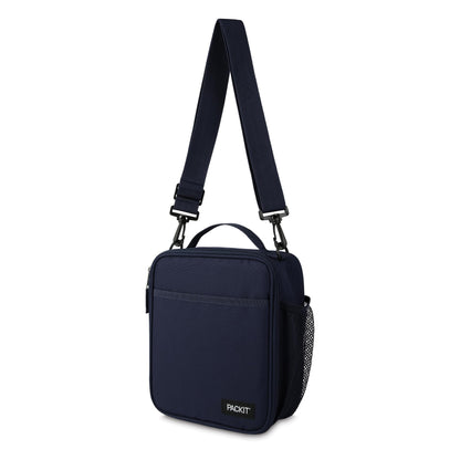 PackIt Freezable Crossbody Lunch Box, Midnight Navy, Technology, Fully Freezable, Collapsible, Reusable, With Top Handle, Front Slip Pocket. Effortlessly Carry, Fresh Every Time