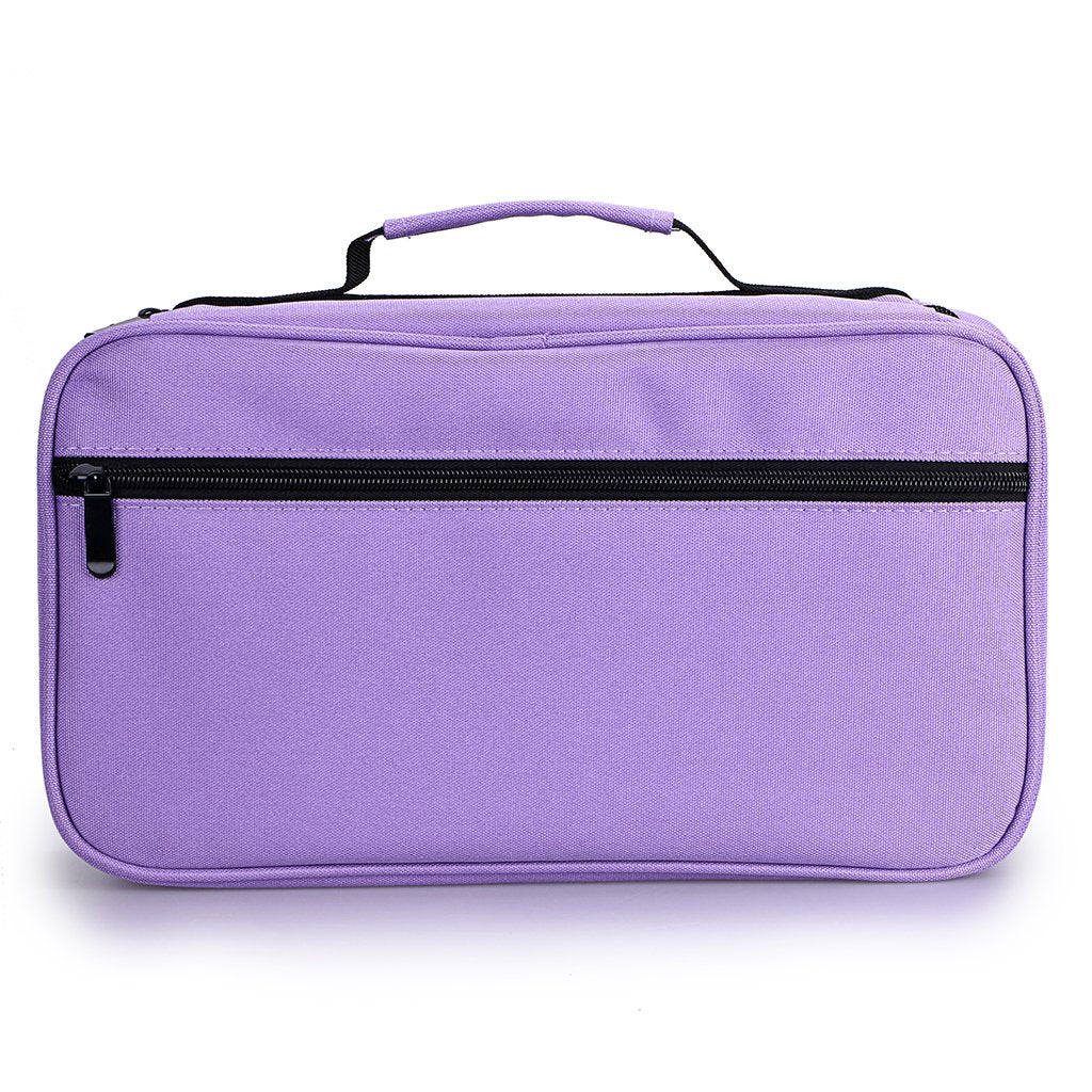 BTSKY Art Marker Carrying Case Lipstick Organizer-60 Slots Canvas Zippered Storage for Touch Spectrum Noir Paint Sharpie Markers, Empty Wallet Only (Purple)