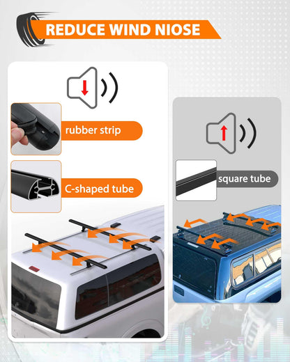 MELIPRON 50" Truck Cap & Topper Ladder Roof Rack Adjustable Van Rack for Kayak Canoe Lumber Pipe(Max Load 500lbs)