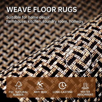eqivei Kitchen Rugs and Mats Non Skid Washable Set of 2 PCS, Absorbent Runner Rugs for Kitchen, Front of Sink, Kitchen Mats for Floor, 17.3"x 47"+17.3"x 29" (Black)