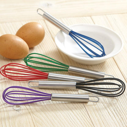 Lillian Vernon Colorful Mini Silicone Whisks Set – 5-Piece Rainbow Kitchen Utensils for Cooking, Baking, Egg Beating & Mixing, 6.5 Inch Small Non Stick Stainless Steel Wire Beaters, Dishwasher Safe