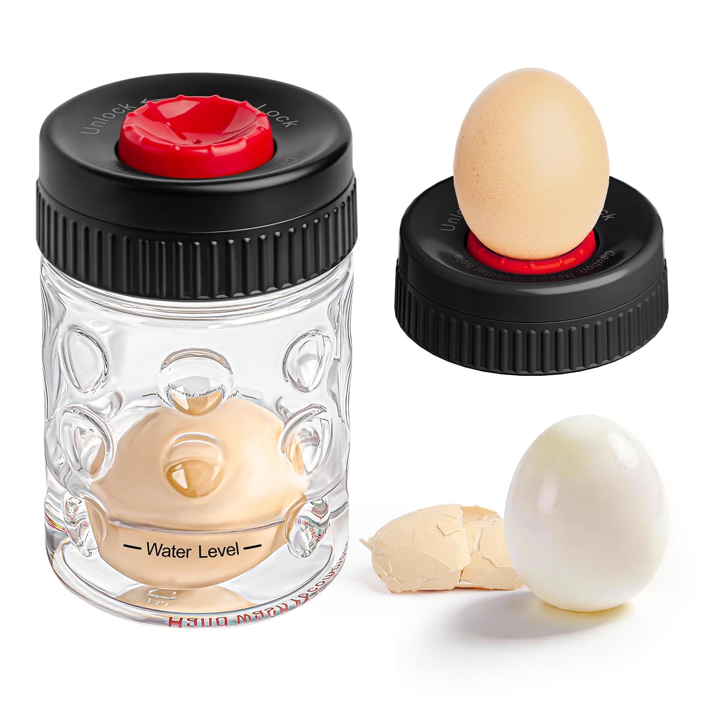 Luvan Egg Piercer & Peeler - 2-in-1 Egg Poker and Cracker Tool for Boiled Eggs with Built-in Hole Puncher & Quick Shake Shell Opener for Cooking, Salads, Deviled Eggs, and Breakfast Prep