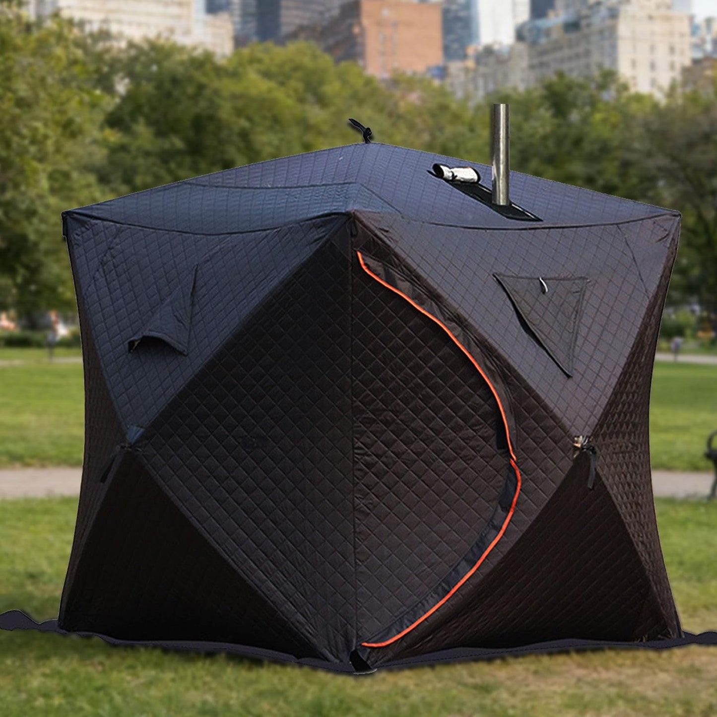 WACLMOTAKE Outdoor Sauna Tent Pro, Portable 4 Person Ice Fishing Tent 3-Layer Insulated Ice Fishing Shelter with 210D Oxford Fabric, All-Weather, Insulated, Solid, Panoramic View ice-Fishing-1.8m