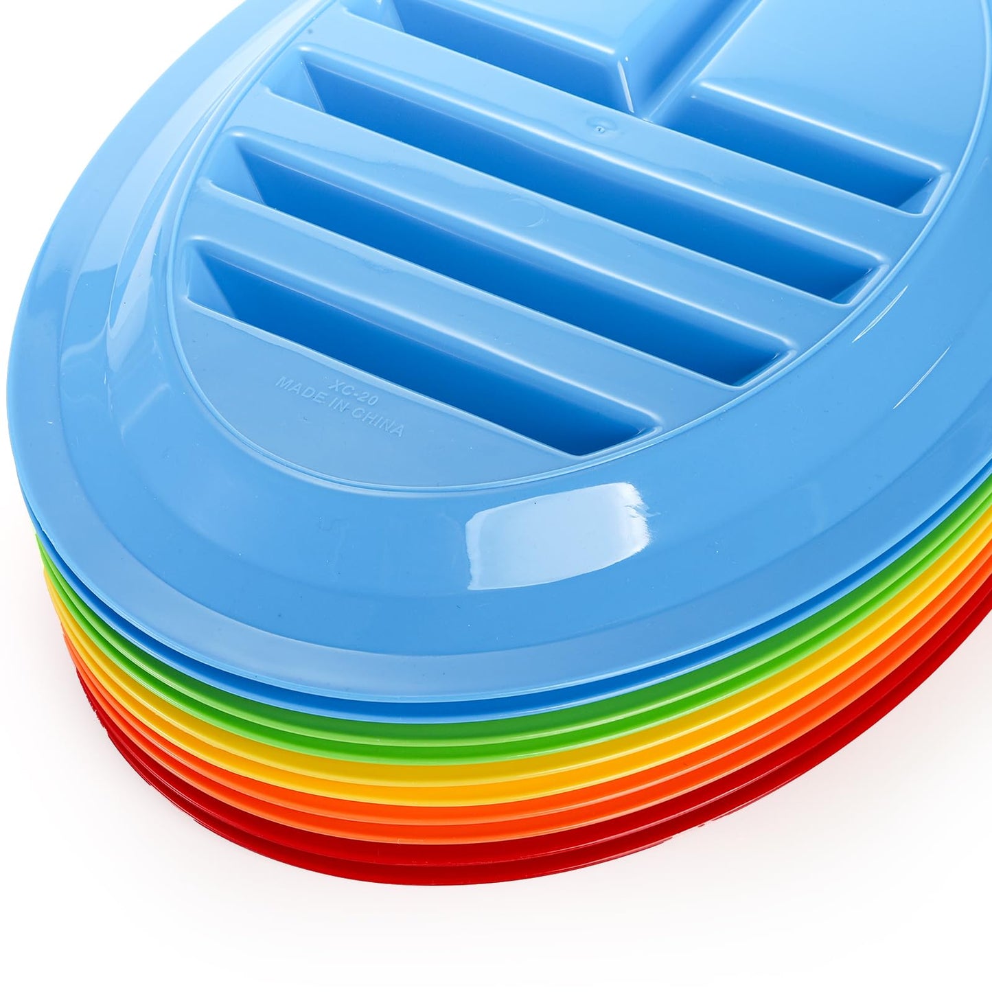 Bekith 10 Pack Plastic Taco Plates for Party, Large Taco Holder with 2 Dipping Areas, Stand Up Divider for 3 Tacos, BPA Free, Dishwasher Safe, Colorful
