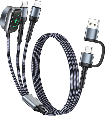 Upgraded Travel Essentials for Apple Watch Charger 3 in 2 Multi Charging Cable for iPhone 17 iWatch Charger USB C Cord, Car RV Camping Essentials Compatible with iWatch Ultra/SE/11 & iPhone 16/15-12