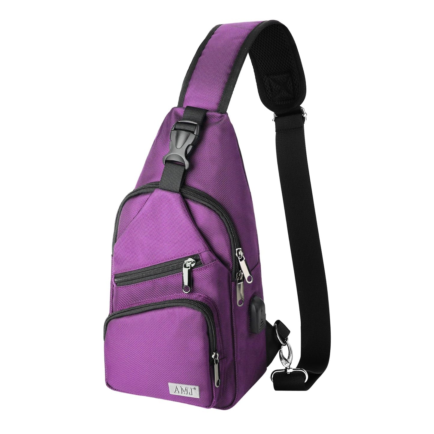 AMJ Crossbody Sling Bag Men Women, Casual Shoulder Backpack, Chest Daypack Satchel for Hiking Travel