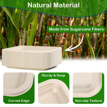 EcoAvance Large Paper Plates 14 Inch, 100 Pack Disposable Trays, Heavy Duty Dinner Size, Eco-Friendly Compostable Biodegradable, Strong Sturdy Brown