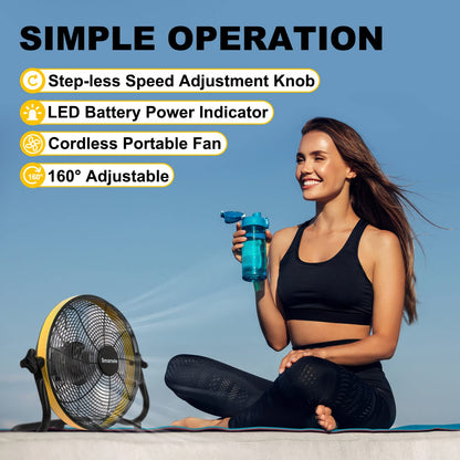 Smartele Large Battery Operated Outdoor Rechargeable Camping Fan Up to 30 Hours Battery Powered Floor Fan Cordless Outdoor Battery Fan, 2 Hours Fast Charging,16 inches