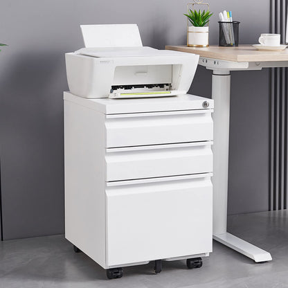 Oasecrilio Filing Cabinet 3 Drawer, Locking File Cabinets for Home Office, Mobile Filing Cabinet for A4/Letter/Legal Size File Folders, Fully Assembled, Matte White