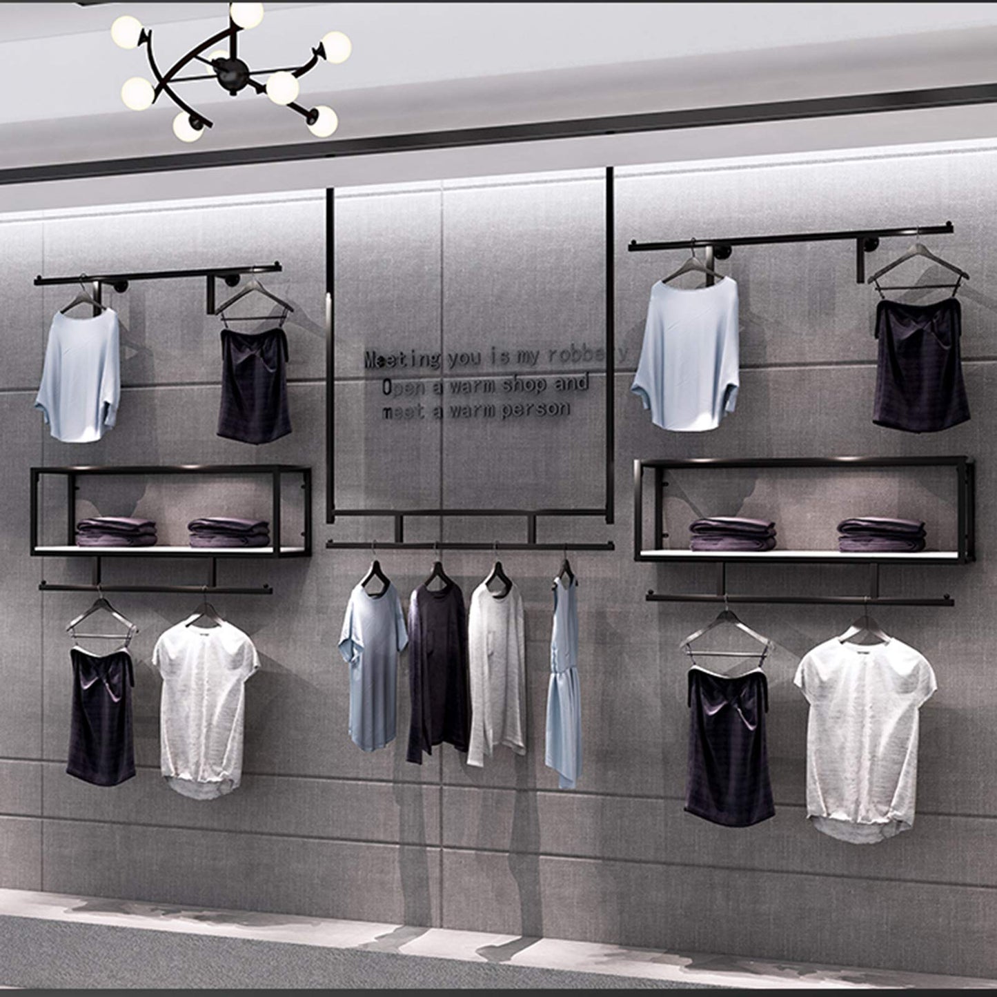 JHNKOJ Heavy Wall-Mounted Metal Garment Rack,Commercial Clothing Store Display Rack Suspended Ceiling Hanger,Clothes Hanger Rod for Retail Stores,Clothes Rod for Boutiqu,D