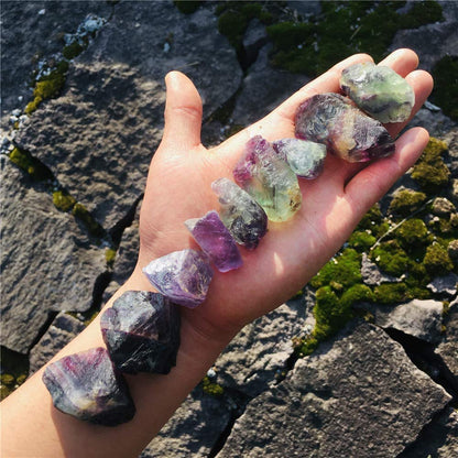 Simurg Raw Fluorite Stone 1lb ''A'' Grade Rainbow Fluorite Rough Crystal ‌Aroma Stone - Green Fluorite Rocks for Cabbing, Tumbling, Cutting, Lapidary, Polishing, Reiki Crystal Healing