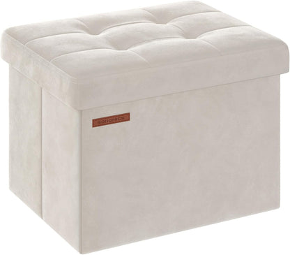 12.2 16.1 Inches 286 lb, ULSF200W01 SONGMICS Storage Ottoman, Foldable Small Ottoman Foot Rest, x Foot Stool, OAD up