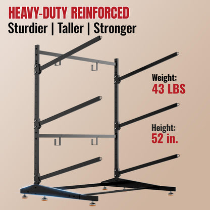 NIMBLERACK 3-Tier Kayak Storage Rack, Heavy Duty Free-Standing Canoe Stand 330lb, 304 Stainless Steel Anti-Snap Molded Joint, Adjustable Vertical Holder for Garage Outdoor Lakeside Seaside(Black)