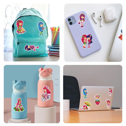 FLYSONG Diamond Art Kits for Kids Adults,DIY Cartoon Princess 22 Pcs Creative Diamond Art Stickers - Gem Painting Craft Mosaic Stickers by Number Kits (Cartoon Princess)