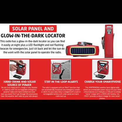 American Red Cross FRX3 All-Purpose Rechargeable Weather Alert Radio with Solar Panel - ARCFRX3