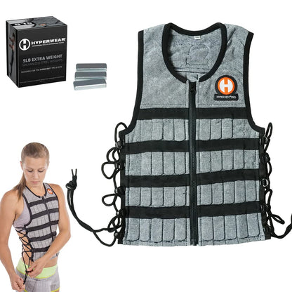 Hyperwear Hyper Vest PRO Adjustable Weighted Vest for Men and Women — Running, Walking, HIIT, Bone Density & Osteoporosis Exercise — No-Bounce Steel Micro-Weights, Slim Fit - Small Size, Gray, 10 lb