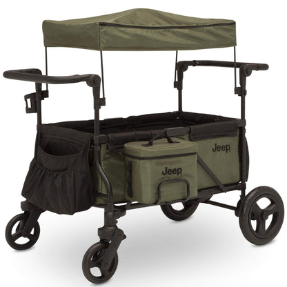 Jeep Deluxe Wrangler Stroller Wagon with Cooler Bag and Parent Organizer by Delta Children, Black/Green