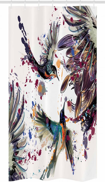 Ambesonne Hummingbird Stall Shower Curtain, Fabric Bathroom Decor Set with Hooks, 36" W x 72" L, Orange Blue, Art Lily