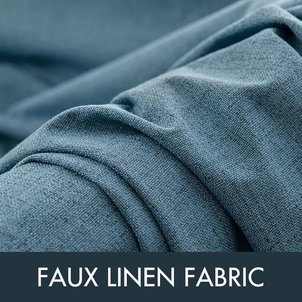 MIULEE Blackout Curtains - 100% Thermal Insulated Linen Texture Drapes | Dusty Blue, 52x54 Inch (2 Panels)