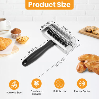 Ecavria Pastry Lattice Roller Cutter, Premium Stainless Steel Lattice Dough Cutter, Professional Pastry Cutting Tool for Beef Wellington Pie Bread Cookie Pizza
