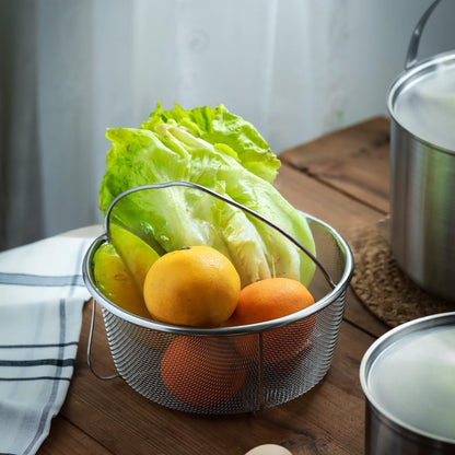 Stainless Steel Steamer Basket for Instant Pot Accessories 6&8quart, Heavy-Duty Pressure Cooker with Silicone Handle Vegetable Steamer Insert, Egg Basket, Pasta Strainer,Silver