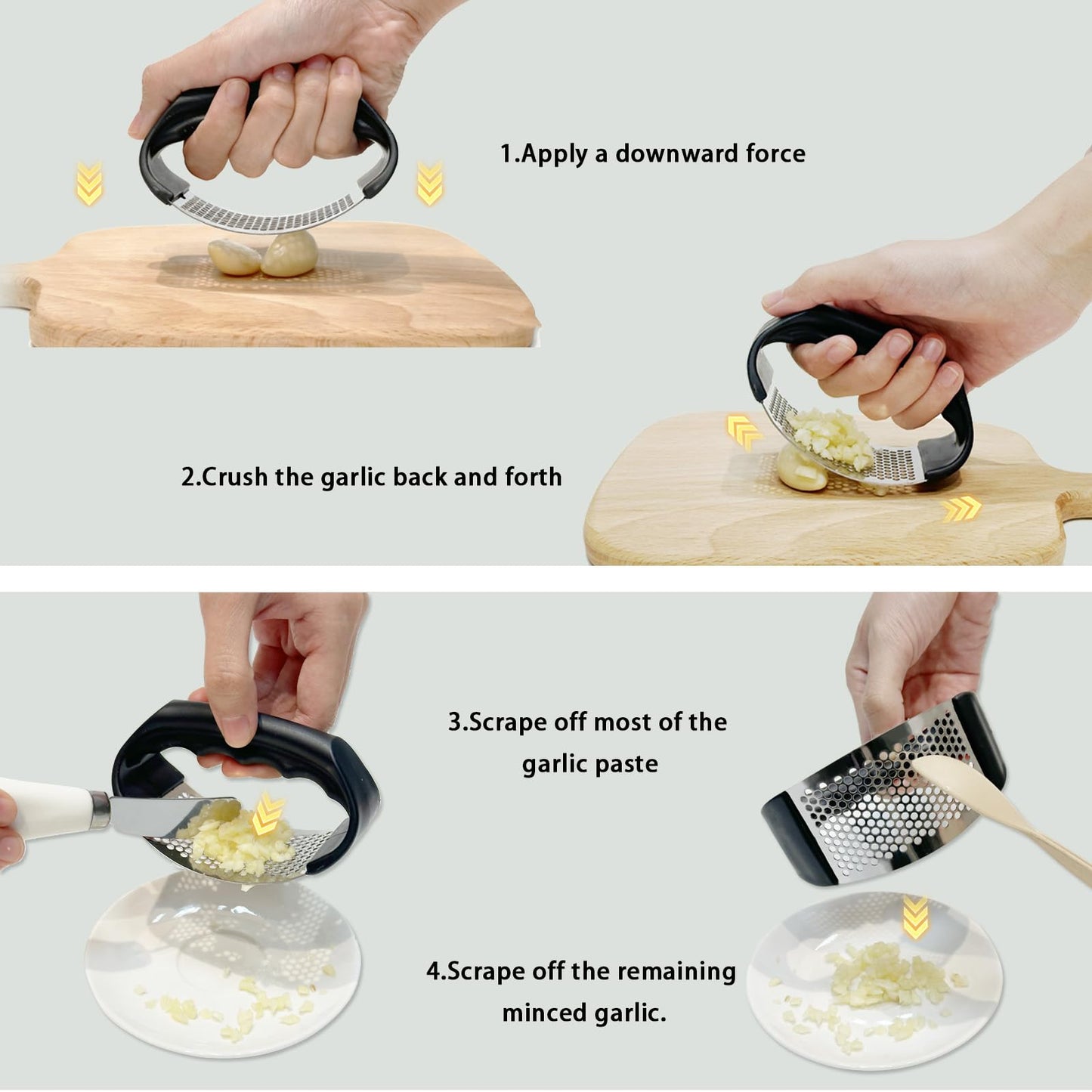 Garlic press rocker, Stainless Steel Garlic Crusher – Effortless Mincing, Rust-Resistant Kitchen Gadget