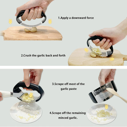 Garlic press rocker, Stainless Steel Garlic Crusher – Effortless Mincing, Rust-Resistant Kitchen Gadget