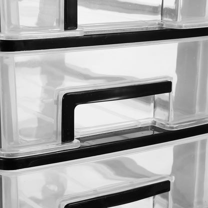 Garneck 4 Portable Drawers Desk Fridge Organizer - Clear Vanity Storage Drawers, Small Drawer Showcase for Crafts, Black