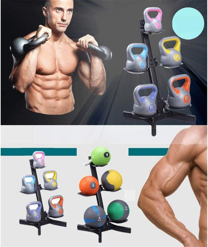 ZYMEN Private Training Gym Kettlebell Rack Kettlebell Medicine Ball Storage Rack High Load-Bearing Tray, Small Footprint Dumbbell Racks (Color : Black, Size : 42 * 39 * 73cm)