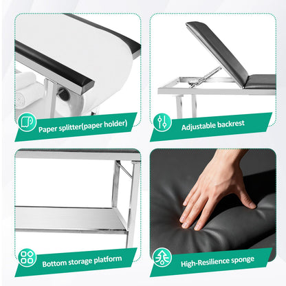 FAFAGLGL Adjustable Patient Treatment Table，Doctor Bed with Folding Legs is Stable and Durable，Folding Medical Exam Table Holds 500 lbs，for Clinical Examination 、Massage Table、Spa Beds、Beauty