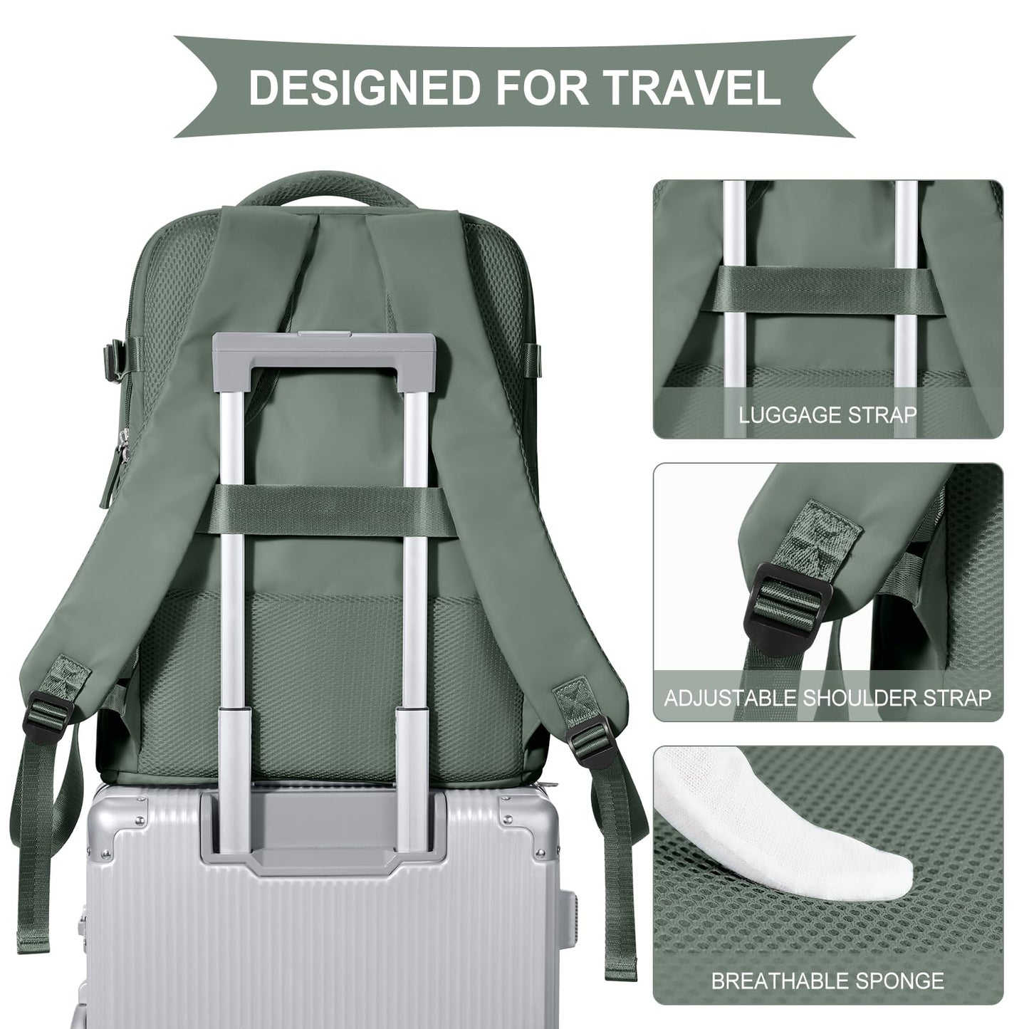 coowoz Travel Backpack Carry On for Women Man Gym Backpacks with Laptop Compartment Mochila de Viaje Teacher Personal Item Backpack Airplane Accessories Must Haves Grey Small